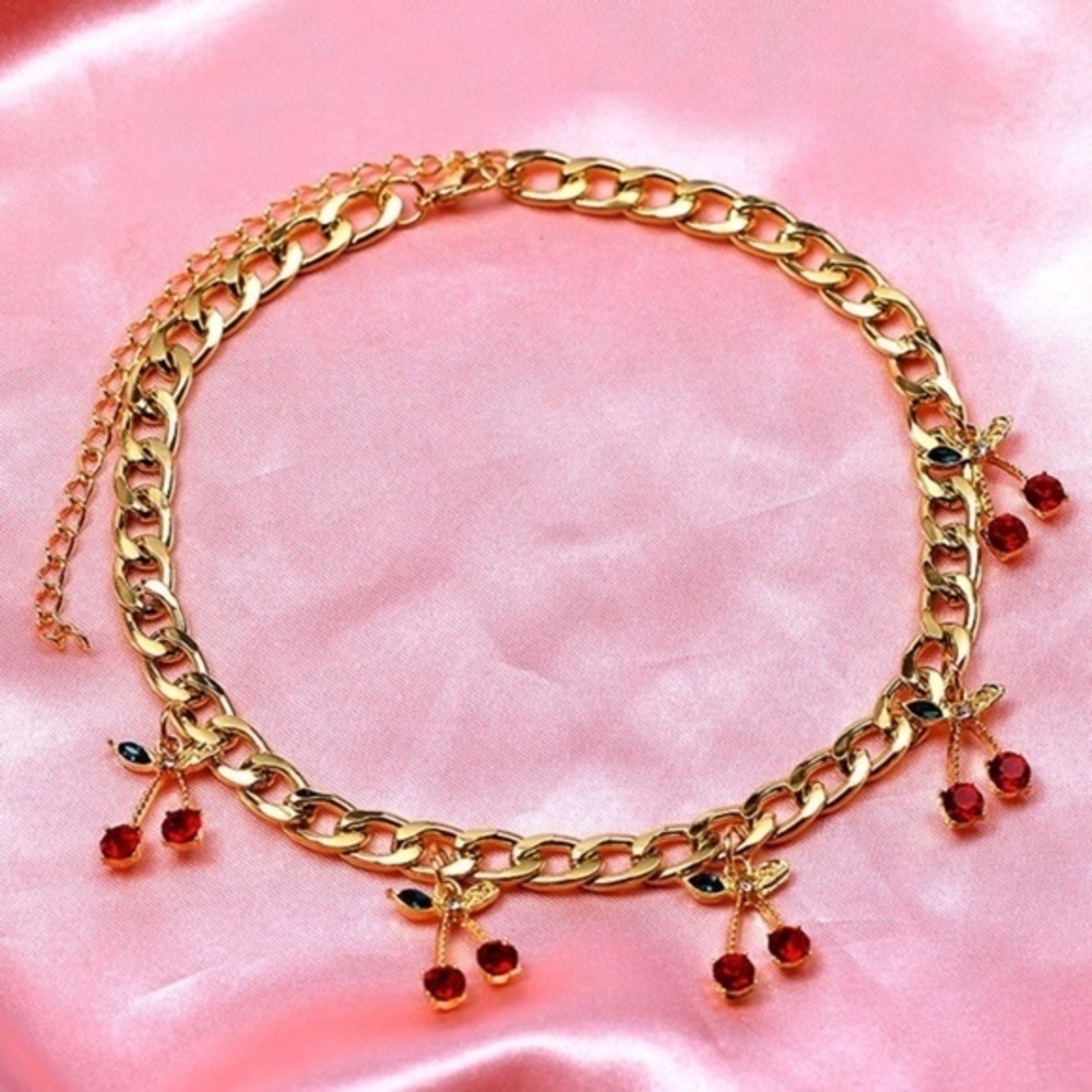3/$30 💛 Rhinestone Cherry Choker - Picture 2 of 3